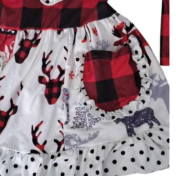 NWT Nordstrom Red Black Buffalo Plaid Reindeer Holiday Pants Outfit Small/Medium - Picture 5 of 10